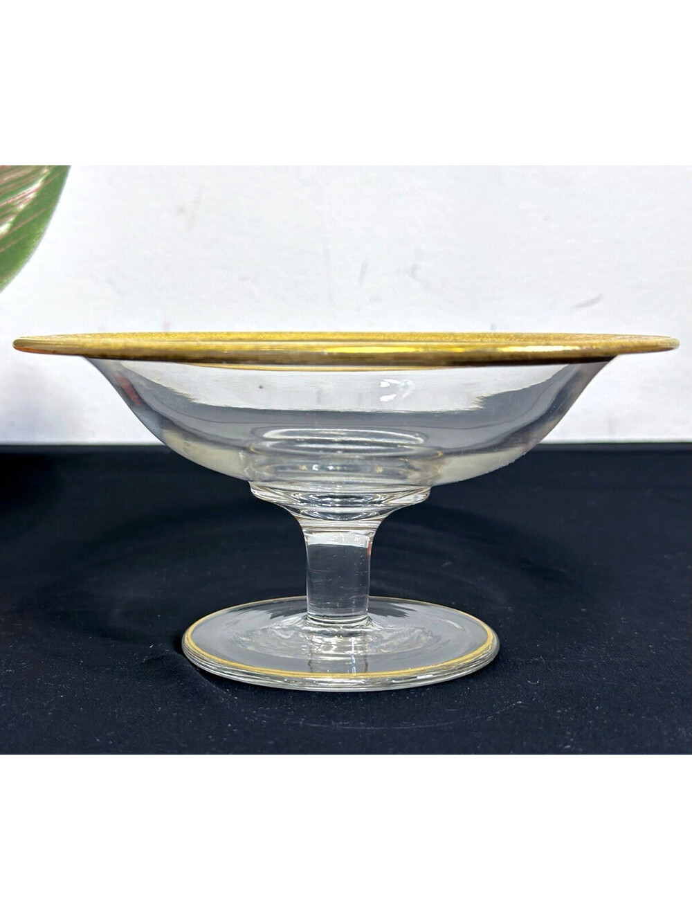 Vintage Tiffin Franciscan Minton Clear Gold Encrusted Footed Compote Mayo Bowl
